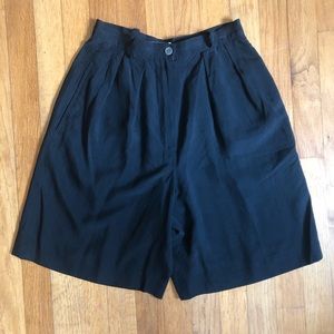 Vintage black silk Anne Klein high waisted shorts